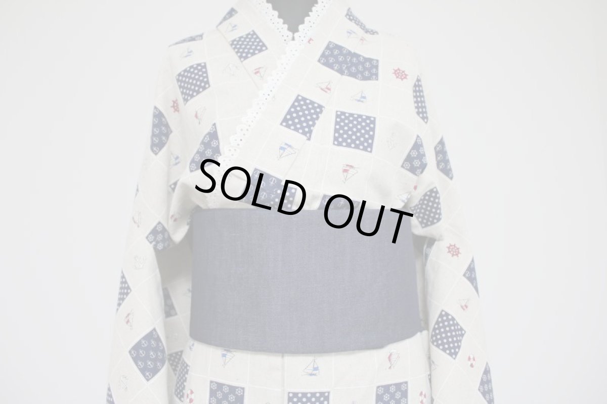 画像5: SpiceUp★Groovyオリジナル！マリン柄、帯・リボン付き！簡単浴衣　Made in Japan (5)