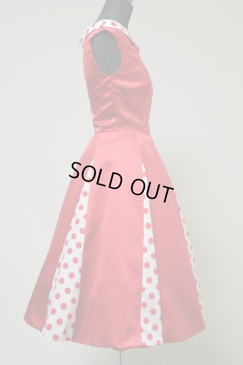 画像4: 赤色☆ポイント水玉ワンピース☆オールディーズ衣装♪XLサイズのみ (4)