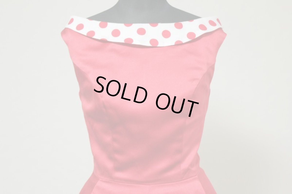 画像5: 赤色☆ポイント水玉ワンピース☆オールディーズ衣装♪XLサイズのみ (5)