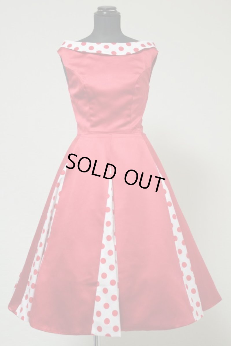 画像2: 赤色☆ポイント水玉ワンピース☆オールディーズ衣装♪XLサイズのみ (2)