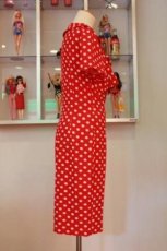 画像3: 赤×白水玉半袖襟付きタイトワンピース！SーM☆ロカビリー＆オールディーズファッション♪ (3)