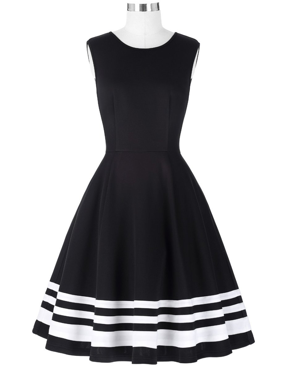 画像5: 伸縮性ばっちり♪お上品なモノトーン!ワンピース☆XLサイズのみ オールディーズ衣装♪ (5)