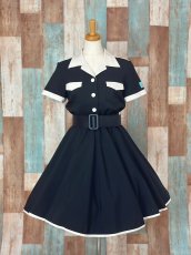 画像7: 無地4色展開　ブラック×アイボリーサーキュラースカート！共布ヘアリボン付き (7)