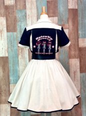 画像1: 無地4色展開　アイボリー×ブラック　サーキュラースカート！共布ヘアリボン付き (1)