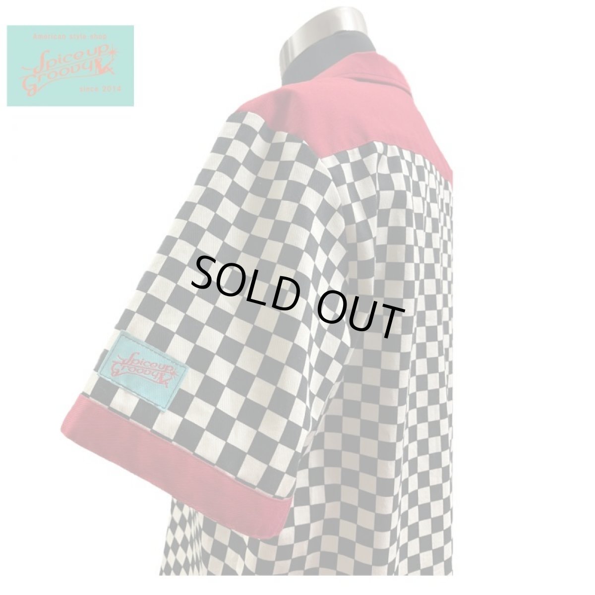 画像2: SpiceUp★Groovy メンズ ボーリングシャツ フラッグチェック柄 共布マスク付き (2)