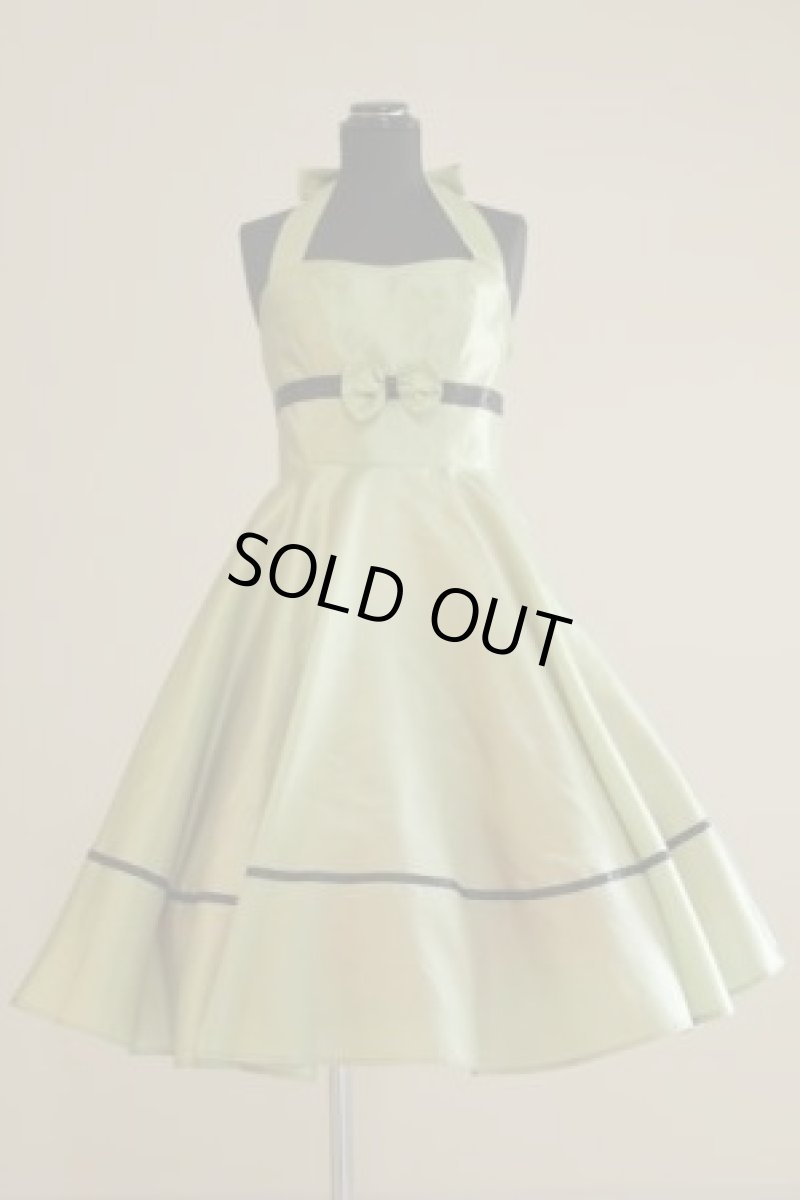 画像2: オリーブグリーンMサイズのみ♪　サテンサーキュラーワンピース☆オールディーズ衣装♪ (2)