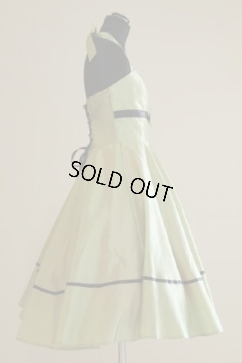 画像3: オリーブグリーンMサイズのみ♪　サテンサーキュラーワンピース☆オールディーズ衣装♪ (3)