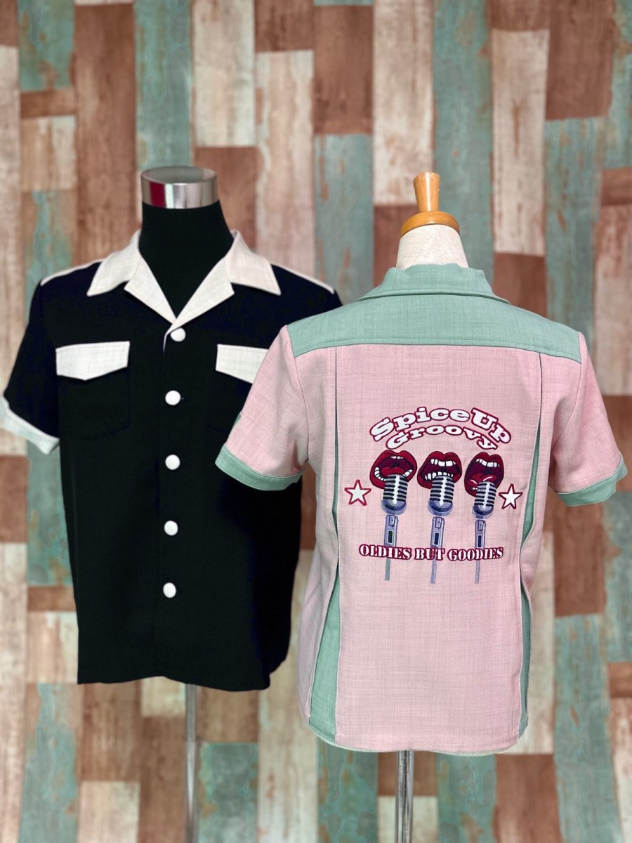 画像11: 【SpiceUp✶Groovy】メンズボーリングシャツ マイクトリオ ブラック×アイボリー (11)