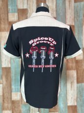 画像6: 【SpiceUp✶Groovy】メンズボーリングシャツ　マイクトリオ　ブラック×アイボリー (6)