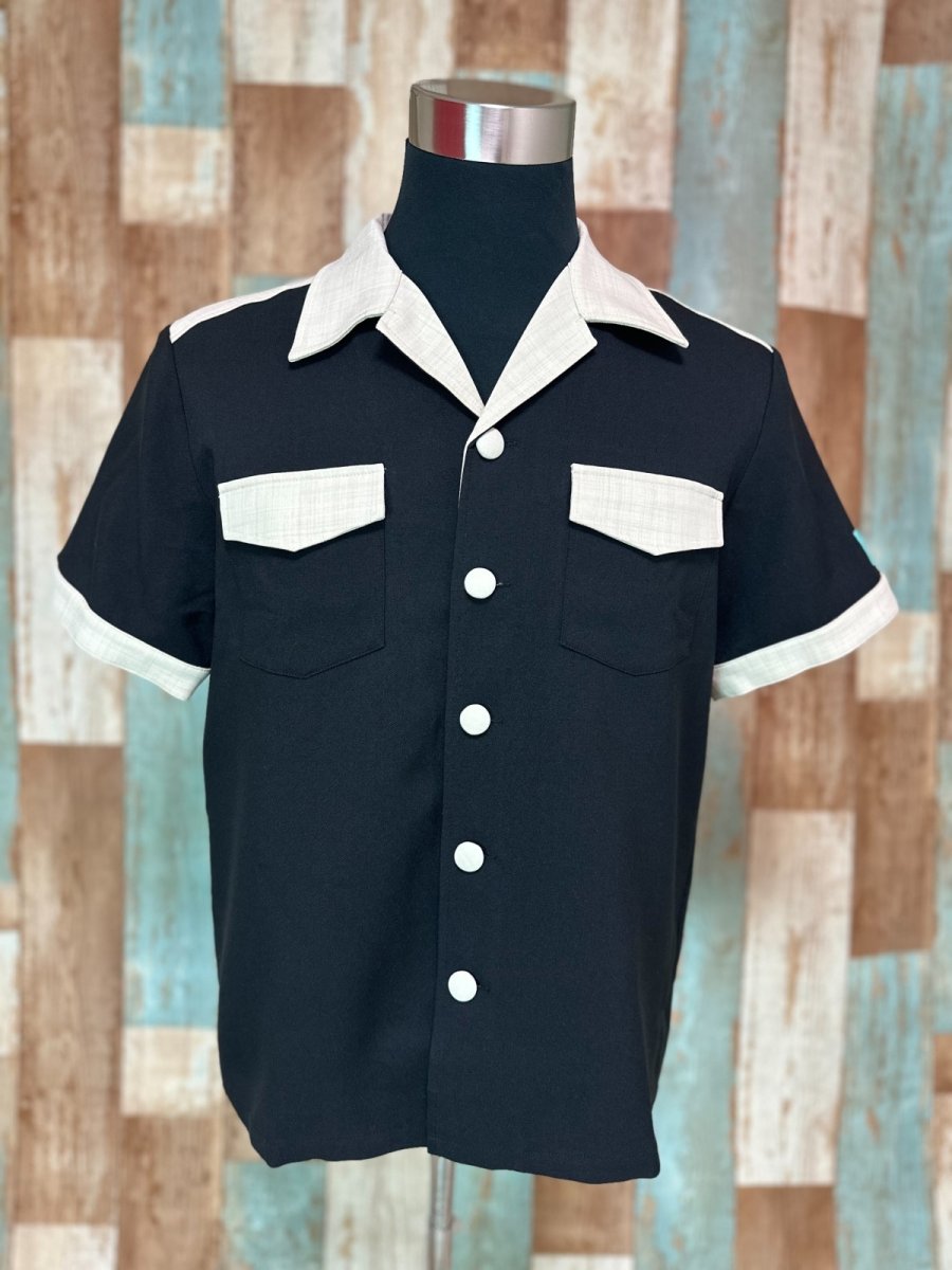 画像2: 【SpiceUp✶Groovy】メンズボーリングシャツ マイクトリオ ブラック×アイボリー (2)