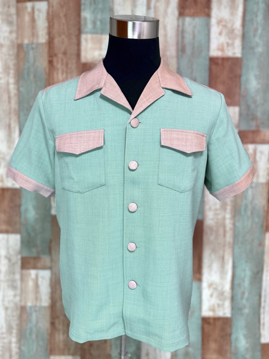 画像2: 【SpiceUp✶Groovy】メンズボーリングシャツ　マイクトリオ　レトログリーン (2)