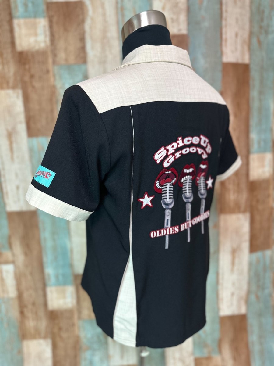画像5: 【SpiceUp✶Groovy】メンズボーリングシャツ マイクトリオ ブラック×アイボリー (5)