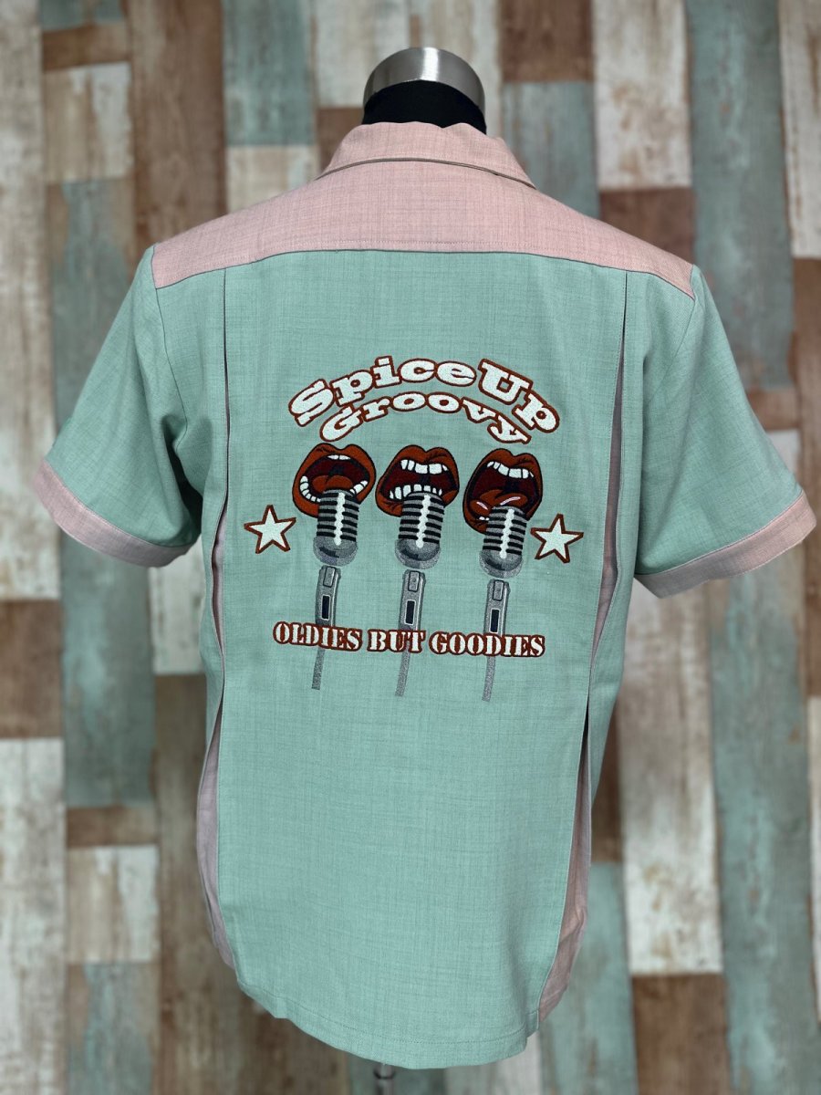 画像6: 【SpiceUp✶Groovy】メンズボーリングシャツ　マイクトリオ　レトログリーン (6)