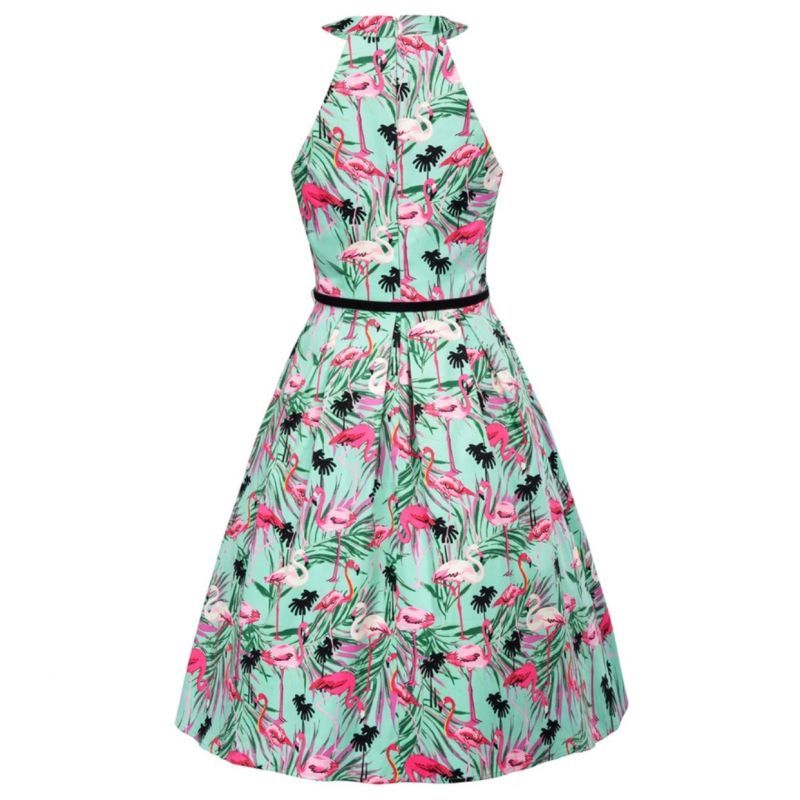 セクシーホルターネック フラミンゴフレアーワンピース S Xl Spiceup Groovy
